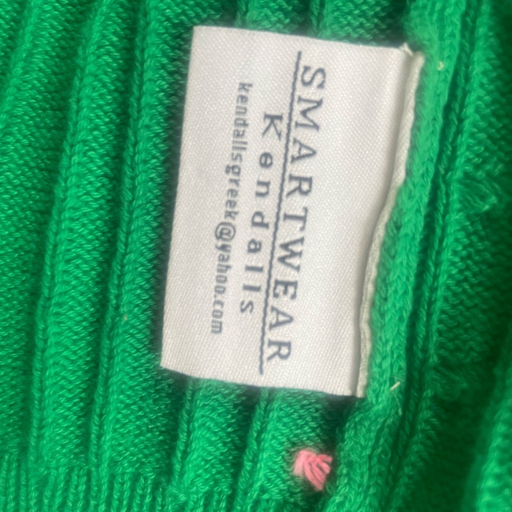 “Calling All AKA Sorority Members”   Green Cable Knit Zip Cardigan with Crest - Picture 4 of 4